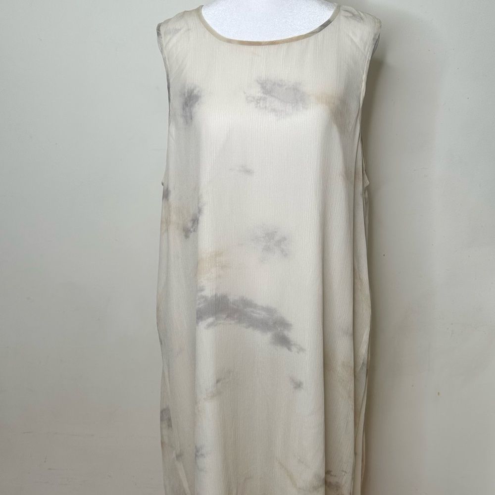 Eileen Fisher Silk Shibori Cloud Dress Bone XL